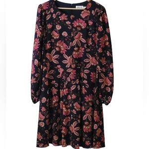 Eliza J Plus Size Floral Paisley Print Drop Waist Dress With Pockets Navy Multi
